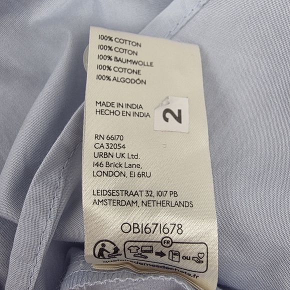 Maeve Anthropologie Pastel Blue Oversized Cotton Pocket Button Down Shirt Medium - Picture 11 of 14